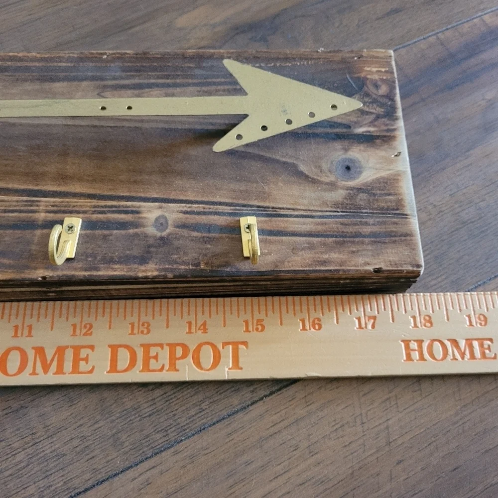 Brown Wood Gold Arrow Jewelry‎ Holder with Hooks